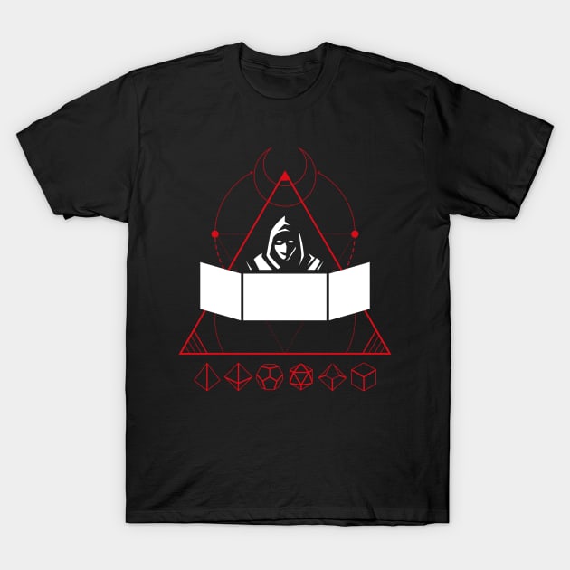 Dungeon Master with Polyhedral Dice Set TRPG Tabletop RPG Gaming Addict T-Shirt by dungeonarmory